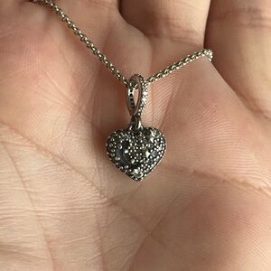 Pandora Silver and Blue Heart Necklace